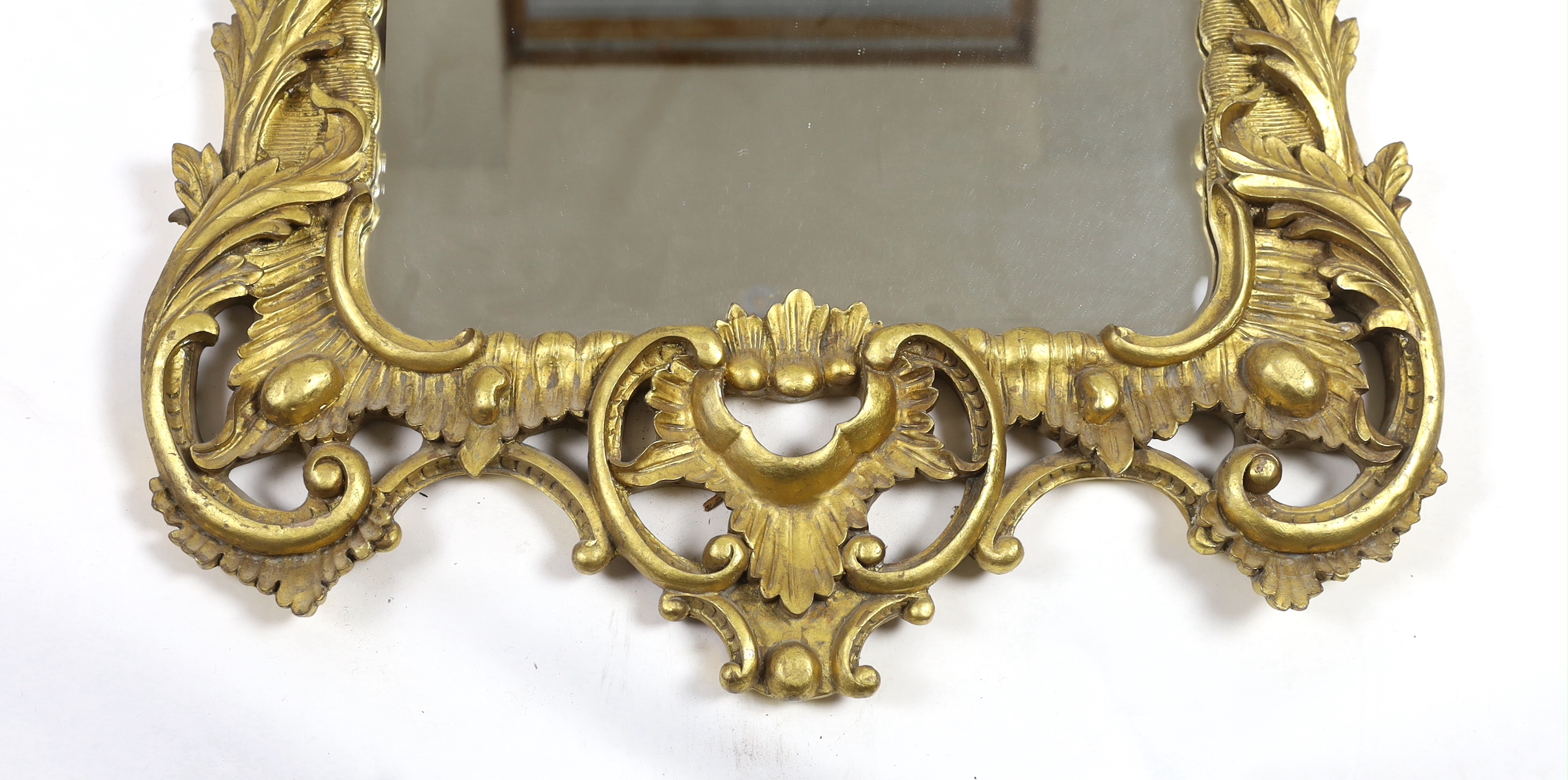 A 19th century Chippendale style carved giltwood wall mirror, width 78cm, height 154cm